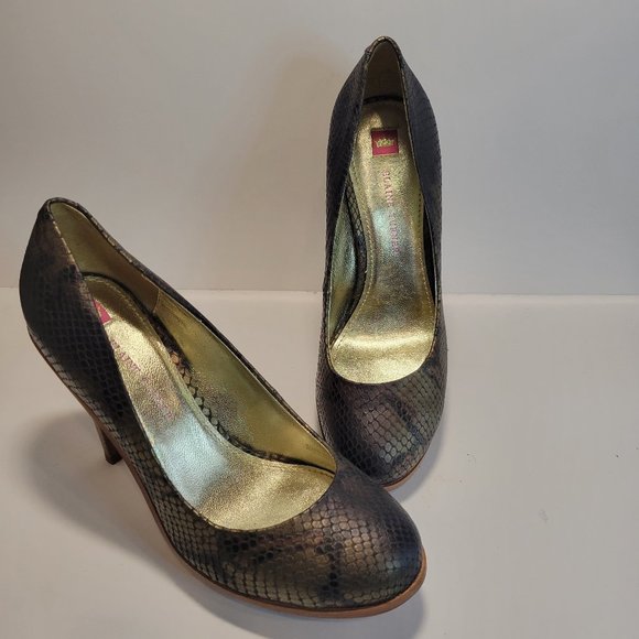 ELAINE TURNER  Size 9 Snakeskin Platform Stiletto 5" Heel Round Closed Toe - Picture 3 of 10